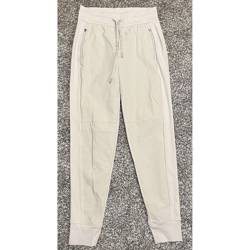 Athleta Headlands Hybrid Trek Jogger Pants Womens 0 Beige Hiking Zip Pockets